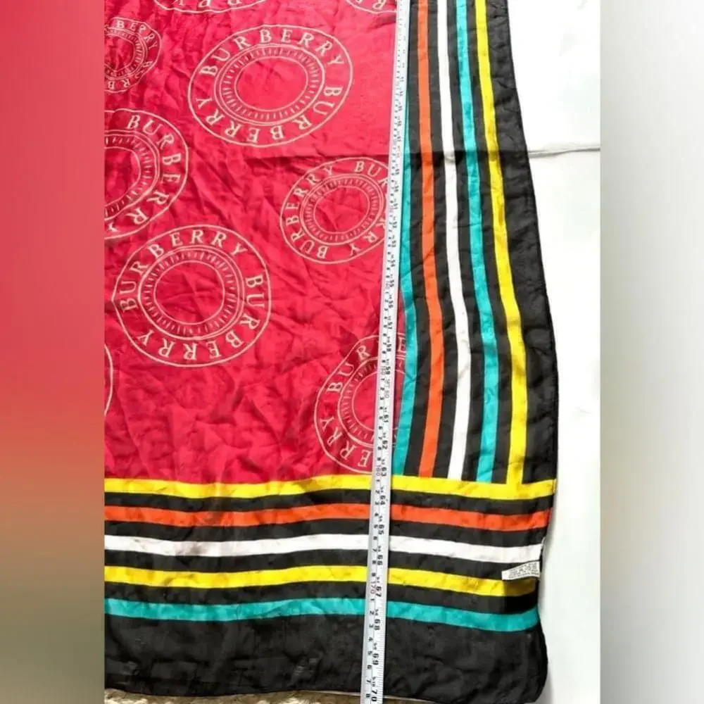 Burberry Silk Lightweight Logo Graphic Scarf in red black xl size